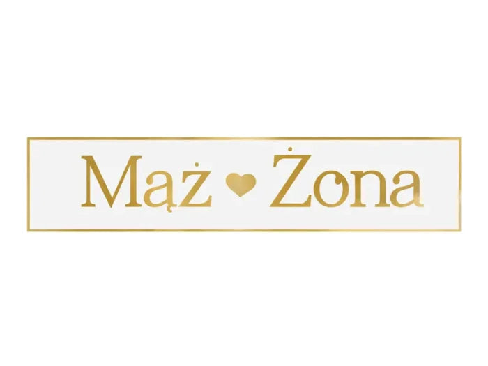 Tablica rejestracyjna „Mąż & Żona” złota – 59 × 11,5 cm - Wedding Party Supplies