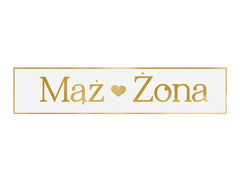 Tablica rejestracyjna „Mąż & Żona” złota – 59 × 11,5 cm - Wedding Party Supplies