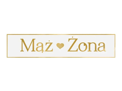 Tablica rejestracyjna „Mąż & Żona” złota – 59 × 11,5 cm - Wedding Party Supplies