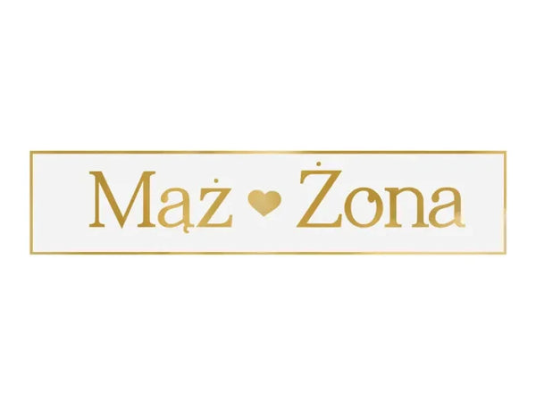 Tablica rejestracyjna „Mąż & Żona” złota – 59 × 11,5 cm - Wedding Party Supplies