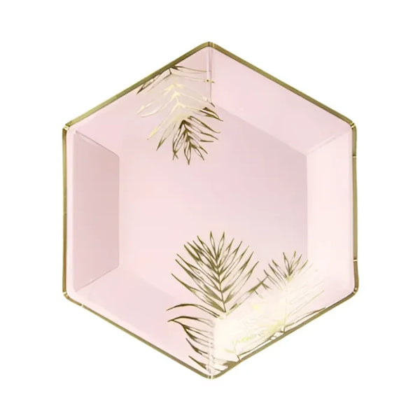 Talerzyki Liście, jasny różowy, 23cm