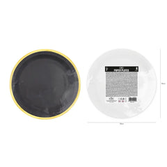 Talerzyki papierowe czarne Classic Gold – 7 cali 6 szt. - Disposable Plates