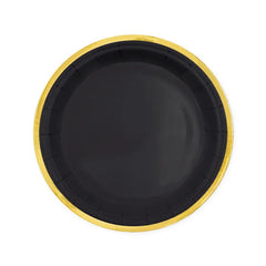 Talerzyki papierowe czarne Classic Gold – 7 cali 6 szt. - Disposable Plates