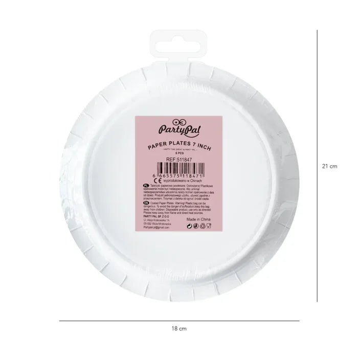 Talerzyki papierowe „He asked & she said yes” – pudrowy róż 18 cm 6 szt. - Disposable Plates