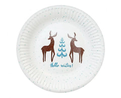 Talerzyki papierowe Hello Winter białe – 18 cm 6 szt. Godan S.A. - Disposable Plates