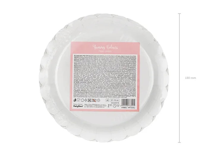 Talerzyki papierowe – jasnoróżowe ze złotym rantem | 18 cm | 6 szt. - Disposable Plates