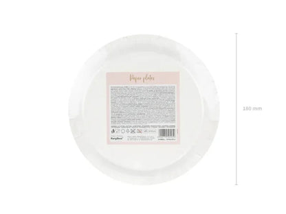 Talerzyki papierowe „Kropki” – jasnoróżowe ze złotymi kropkami | 18 cm | 6 szt. - Disposable Plates