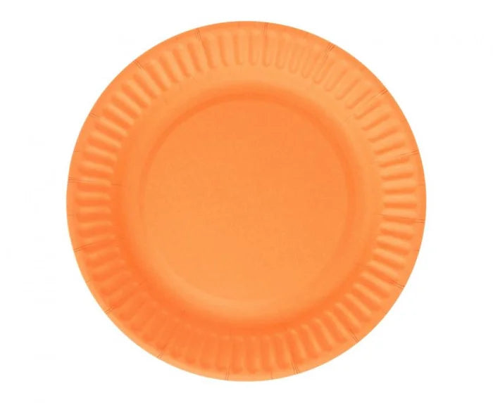Talerzyki papierowe pomarańczowe 18 cm – okrągłe 6 szt. - Disposable Plates