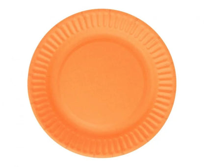 Talerzyki papierowe pomarańczowe 18 cm – okrągłe 6 szt. - Disposable Plates