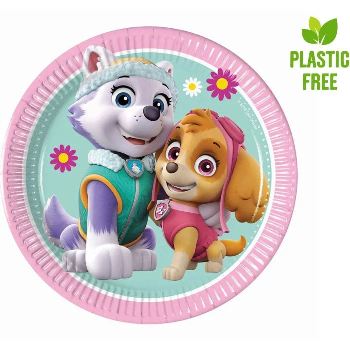 Talerzyki papierowe Psi Patrol Skye & Everest Nickelodeon , 20cm, 8 szt. plastic-free