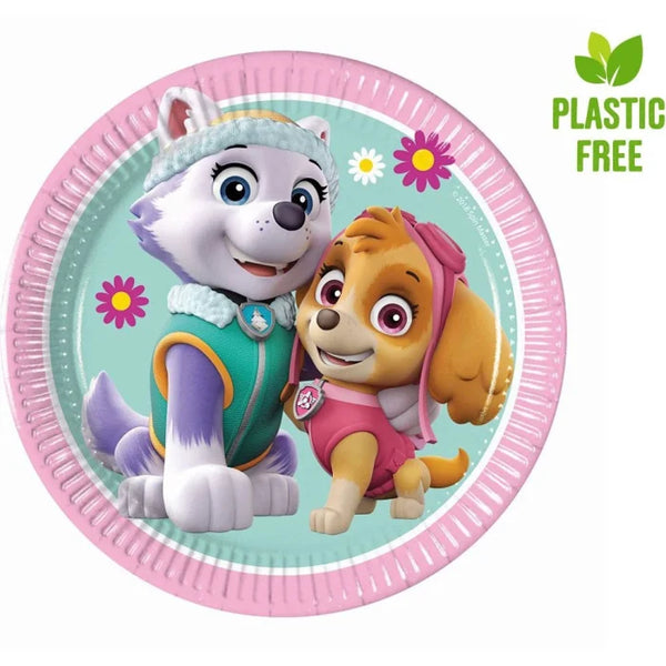 Talerzyki papierowe Psi Patrol Skye & Everest Nickelodeon , 20cm, 8 szt. plastic-free