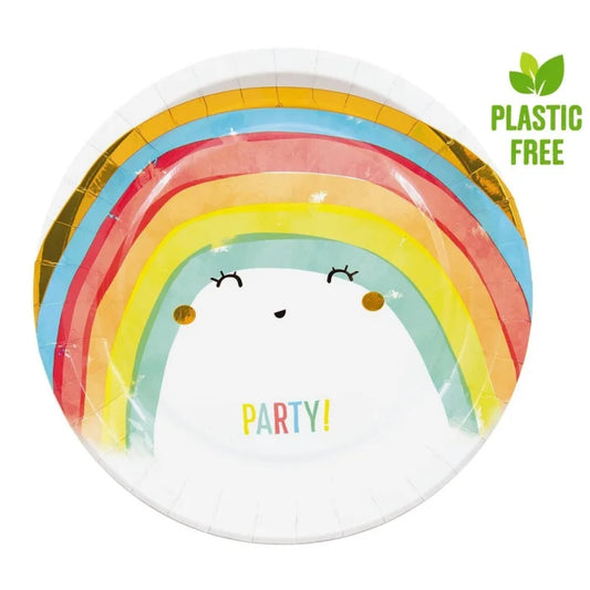 Talerzyki papierowe Rainbow Party, 23 cm, 8 szt. plastic-free