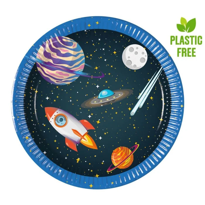 Talerzyki papierowe Rocket Space 20 cm, 8 szt. plastic-free