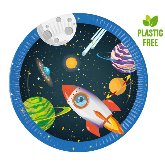 Talerzyki papierowe Rocket Space 23 cm, 8 szt. plastic-free