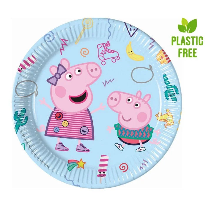 Talerzyki papierowe Świnka Peppa, 23 cm, 8 szt. plastic-free