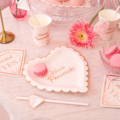 Talerzyki papierowe Wieczór Panieński – serce różowe 23 cm 6 szt. - Disposable Plates