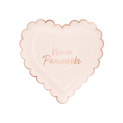 Talerzyki papierowe Wieczór Panieński – serce różowe 23 cm 6 szt. - Disposable Plates