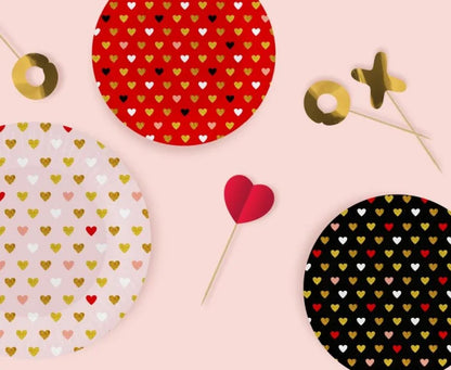 Talerzyki papierowe XOXO – różowe | 18 cm | 6 szt. - Disposable Plates