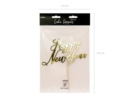 Topper na tort Happy New Year złoty 24 cm - Cake Toppers