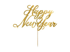 Topper na tort Happy New Year złoty 24 cm - Cake Toppers