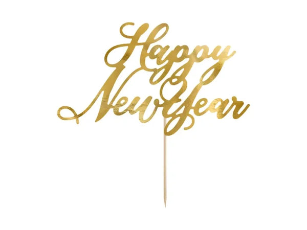 Topper na tort Happy New Year złoty 24 cm - Cake Toppers