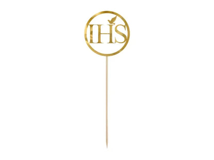 Topper na Tort „IHS” – Złoty 22 cm