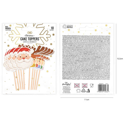 Toppery na tort Mikołaj i Renifer – 10 szt. ok. 11 cm - Cake Toppers