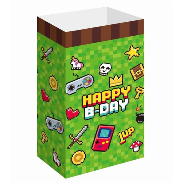 Torebki Papierowe na Cukierki "Game On" – Słodka Dekoracja Twojej Gamingowej Imprezy! 6 szt.