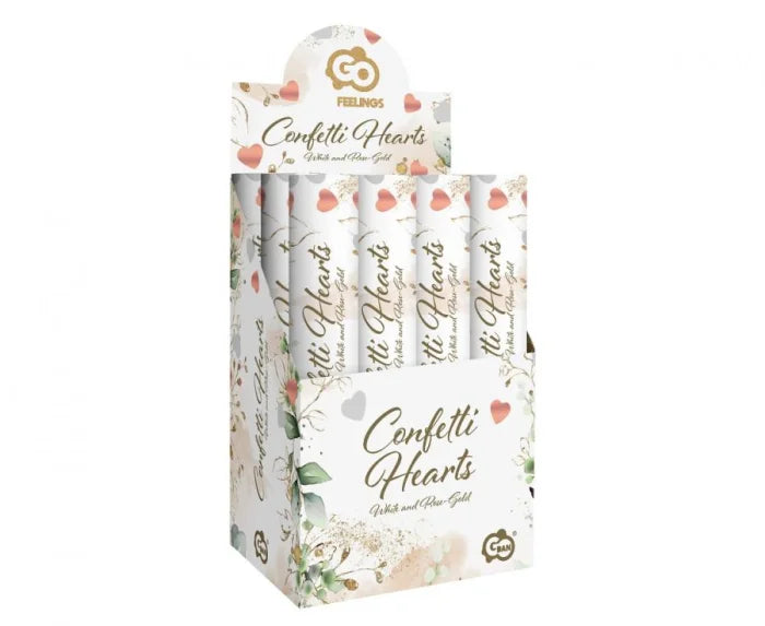 Tuba konfetti Serca – różowo-złote i białe – 30 cm - Confetti