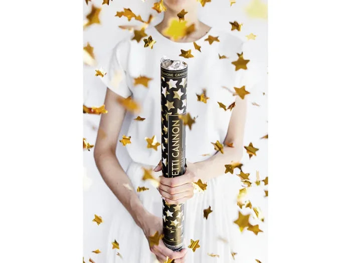 Tuba strzelająca z metalicznymi gwiazdkami – złota 40 cm - Confetti
