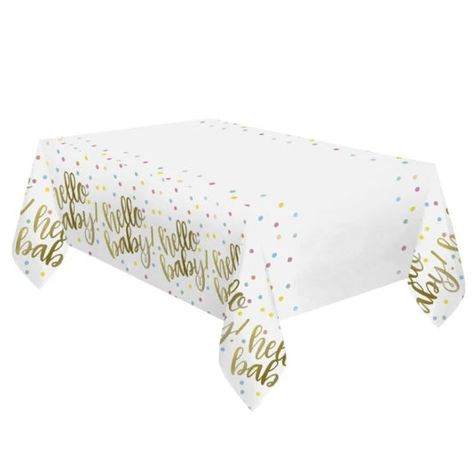 Uroczy obrus na Baby Shower z napisem "Hello Baby", 137x213 cm