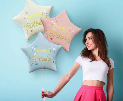 Urodzinowy Balon Foliowy Gwiazda – Matowy Biały 44 cm