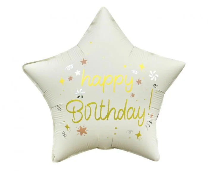 Urodzinowy Balon Foliowy Gwiazda – Matowy Biały 44 cm