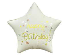 Urodzinowy Balon Foliowy Gwiazda – Matowy Biały 44 cm