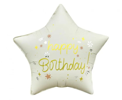 Urodzinowy Balon Foliowy Gwiazda – Matowy Biały 44 cm