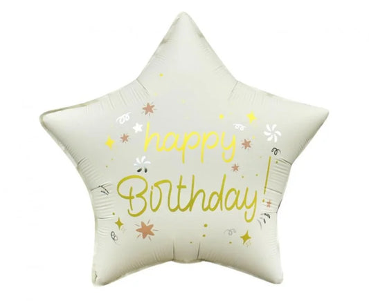Urodzinowy Balon Foliowy Gwiazda – Matowy Biały 44 cm