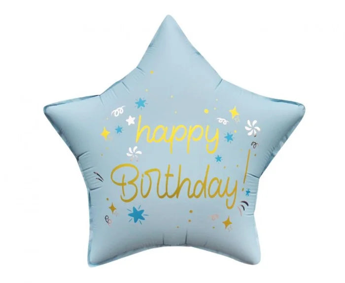 Urodzinowy Balon Foliowy Gwiazda – Matowy Niebieski 44 cm