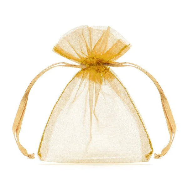 Woreczki z organzy, złoty, 10cm