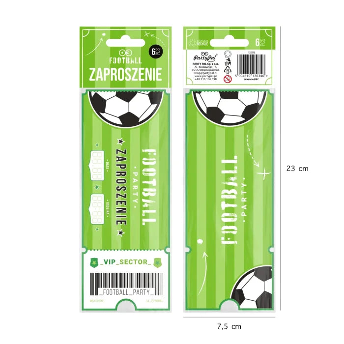 Zaproszenia Football – bilet na mecz 17,5 × 7 cm 6 szt. - Invitations