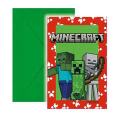 Zaproszenia z kopertami Minecraft – idealne na imprezę dla fana gry!