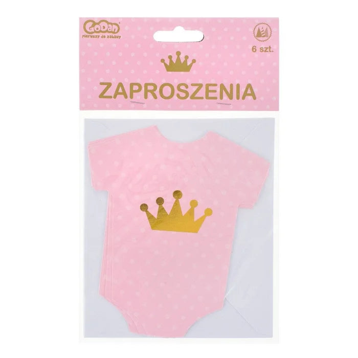 Zaproszenie na imprezę + koperty DZIEWCZYNKA 6 szt.