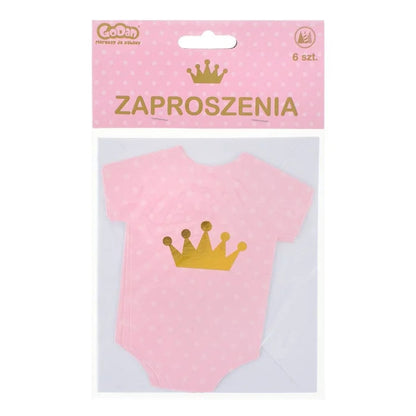 Zaproszenie na imprezę + koperty DZIEWCZYNKA 6 szt.
