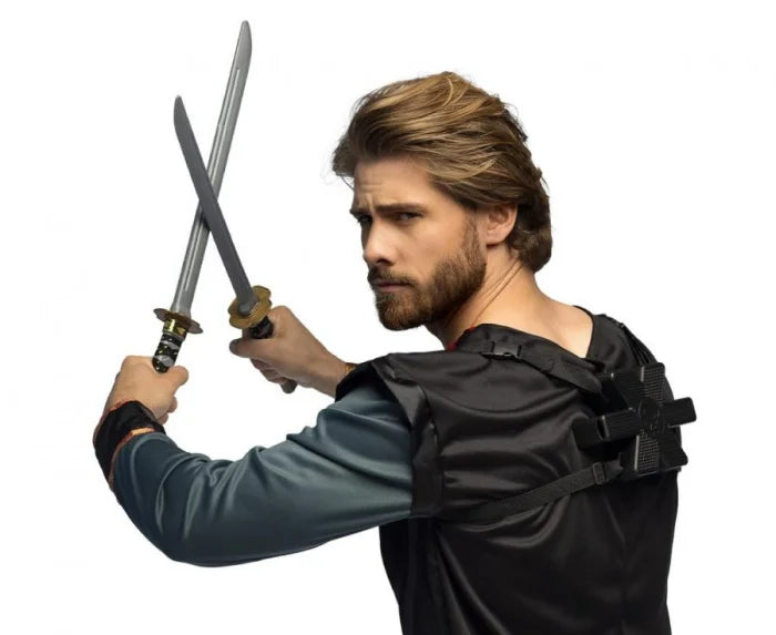Zestaw 2 mieczy Ninja z uchwytem na plecy – 52 cm - Costume Accessories