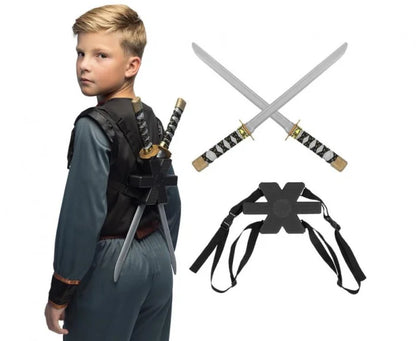 Zestaw 2 mieczy Ninja z uchwytem na plecy – 52 cm - Costume Accessories