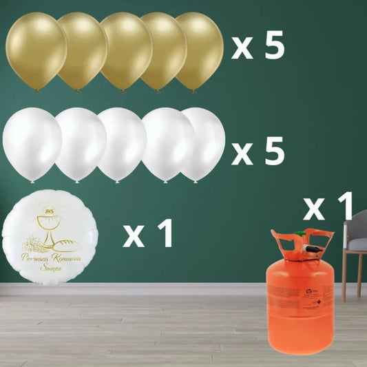 Zestaw balonów komunijnych z helem nr. 1
