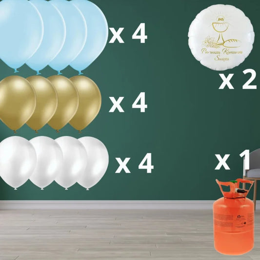 Zestaw balonów komunijnych z helem nr 5 dla chłopaka