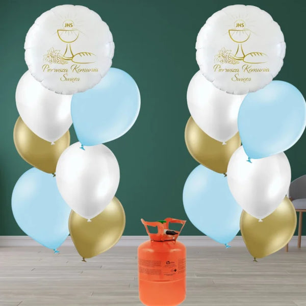Zestaw balonów komunijnych z helem nr 5 dla chłopaka