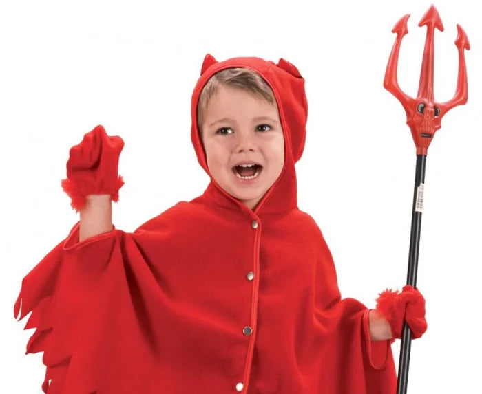Zestaw dla dzieci Mały Diabełek (peleryna z kapturem rękawiczki) rozm. 92/104 cm (ok. 3–4 lata) - Costumes