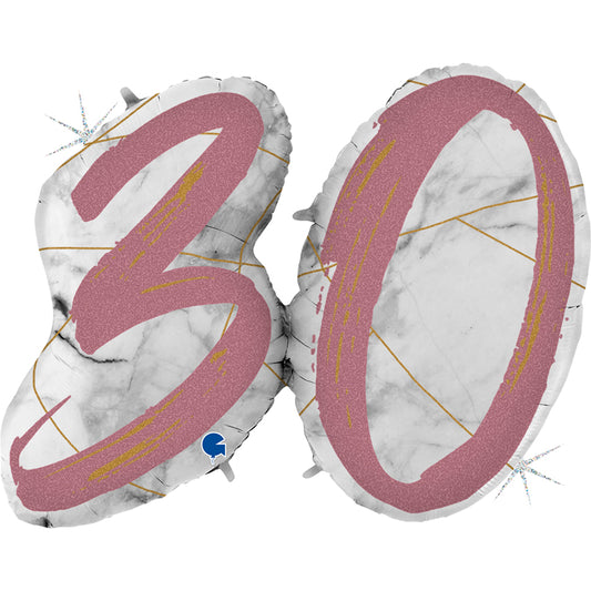 Balon Grabo 43" Marble Mate Numbers 30 Rose Gold-Glitetr Hol.