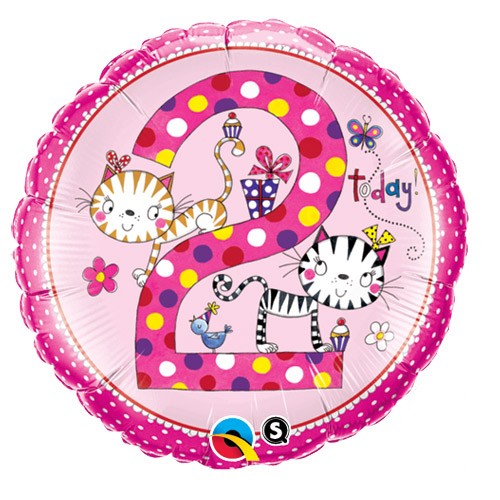 Balon foliowy okrągły cyfra 2 dla dzieci urodziny